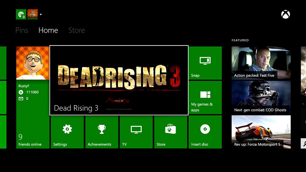 Xbox one menu