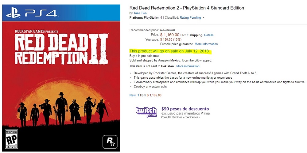 تاریخ عرضه بازی Red Dead Redemption 2