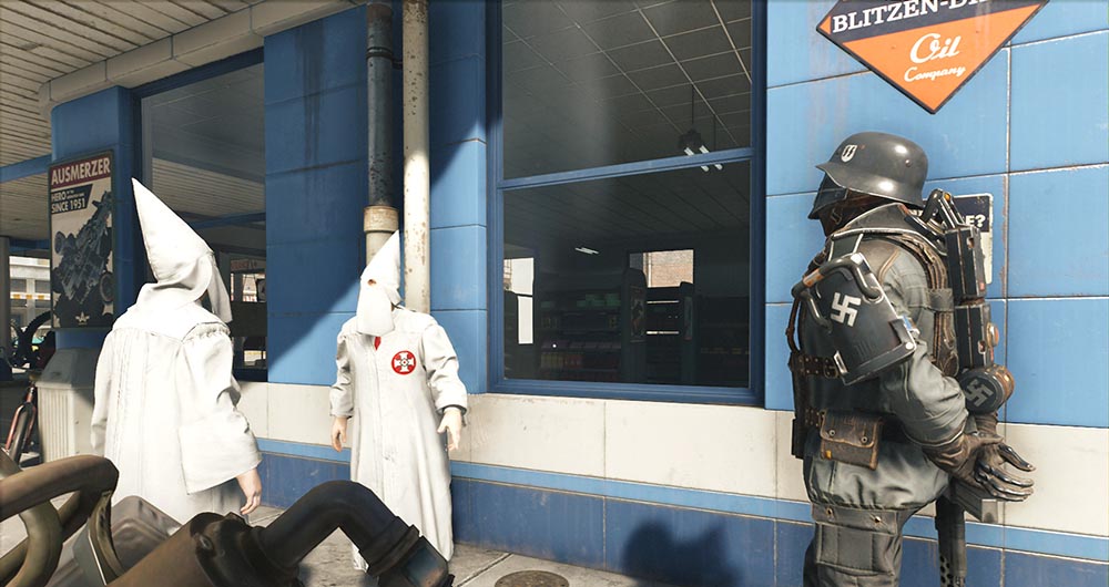 ولفنشتاین 2 یک کلاس درس زبان آلمانی نیز می باشد. مثلا در این صحنه شما می توانید کلمه متشکرم را به زبان آلمانی یاد بگیرید! wolf2 germany