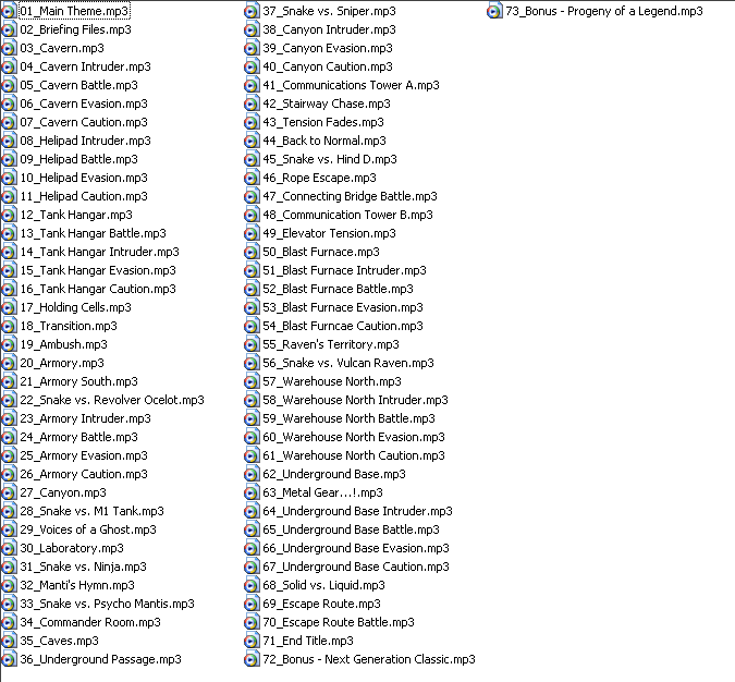 MGS-twin-snakes-tracklist